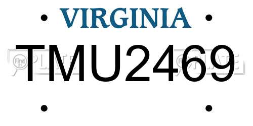 TMU2469 Virginia License Plate