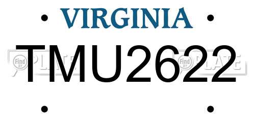 TMU2622 Virginia License Plate