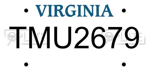 TMU2679 Virginia License Plate
