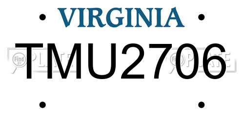 TMU2706 Virginia License Plate