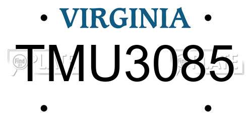 TMU3085 Virginia License Plate