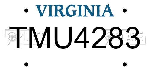 TMU4283 Virginia License Plate