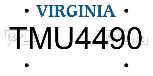 TMU4490 Virginia License Plate