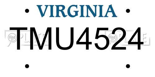 TMU4524 Virginia License Plate