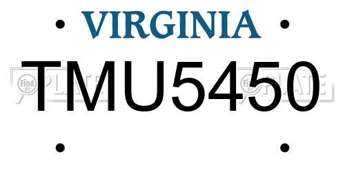 TMU5450 Virginia License Plate