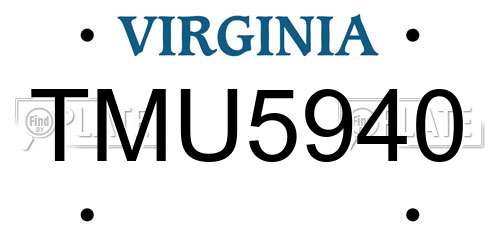 TMU5940 Virginia License Plate