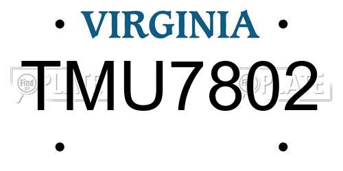 TMU7802 Virginia License Plate