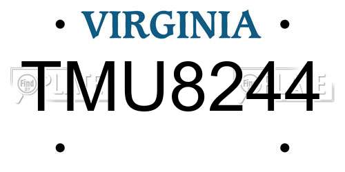 TMU8244 Virginia License Plate