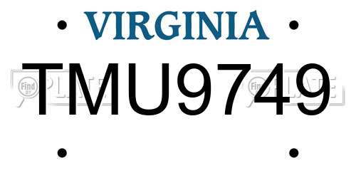 TMU9749 Virginia License Plate