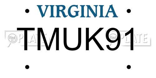 TMUK91 Virginia License Plate