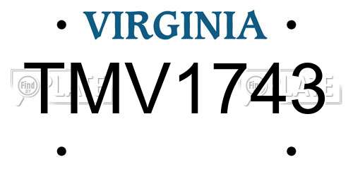 TMV1743 Virginia License Plate