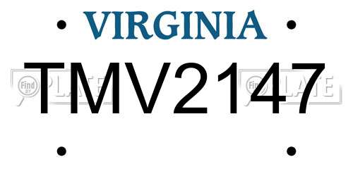 TMV2147 Virginia License Plate