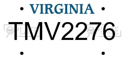 TMV2276 Virginia License Plate