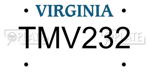 TMV232 Virginia License Plate