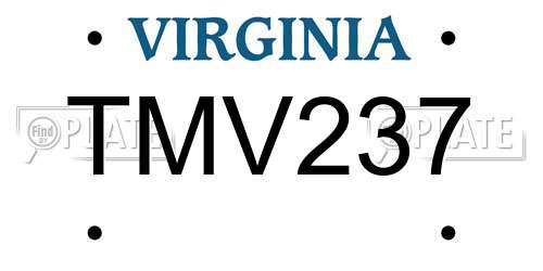 TMV237 Virginia License Plate