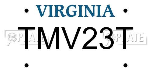 TMV23T Virginia License Plate