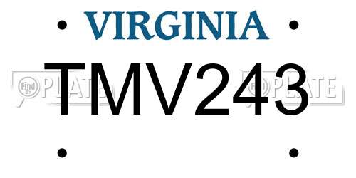 TMV243 Virginia License Plate