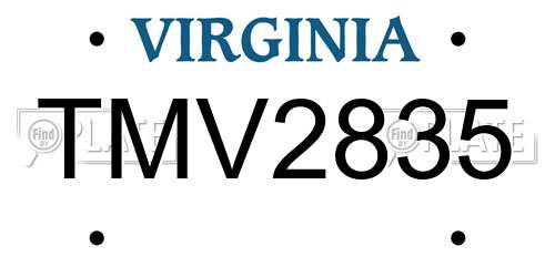TMV2835 Virginia License Plate