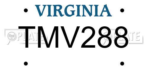 TMV288 Virginia License Plate