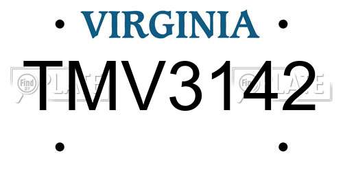 TMV3142 Virginia License Plate