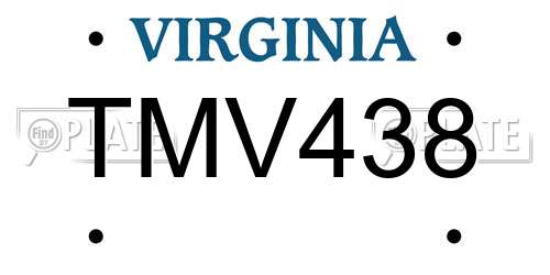 TMV438 Virginia License Plate