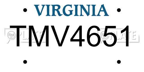 TMV4651 Virginia License Plate