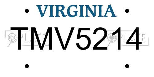 TMV5214 Virginia License Plate