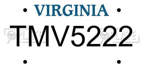 TMV5222 Virginia License Plate