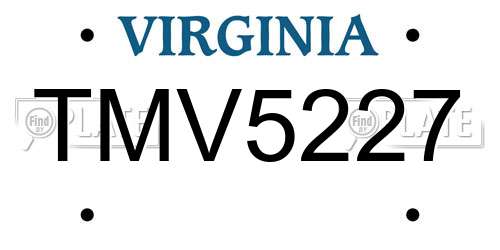 TMV5227 Virginia License Plate