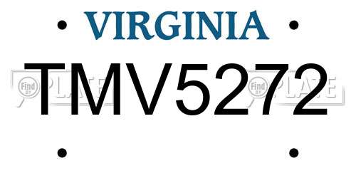TMV5272 Virginia License Plate
