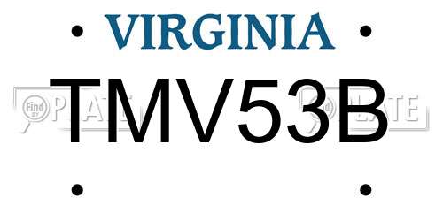 TMV53B Virginia License Plate