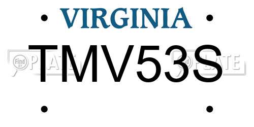 TMV53S Virginia License Plate