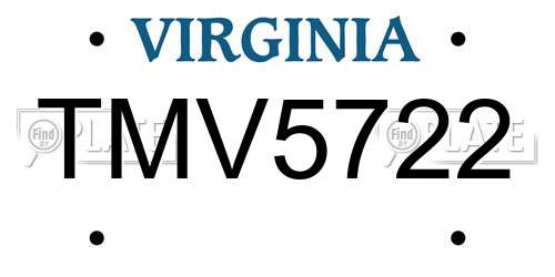 TMV5722 Virginia License Plate