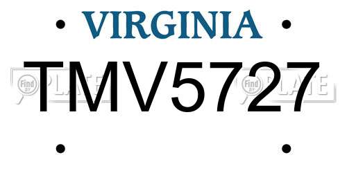 TMV5727 Virginia License Plate