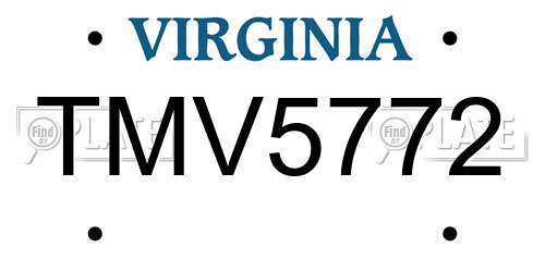 TMV5772 Virginia License Plate