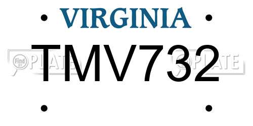 TMV732 Virginia License Plate