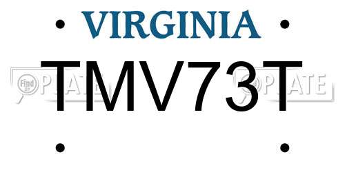 TMV73T Virginia License Plate