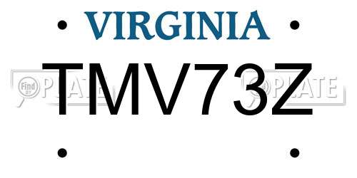 TMV73Z Virginia License Plate