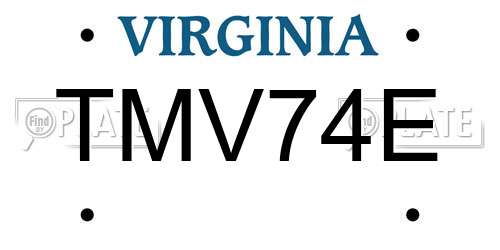 TMV74E Virginia License Plate