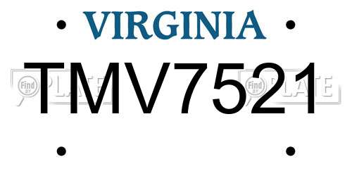 TMV7521 Virginia License Plate