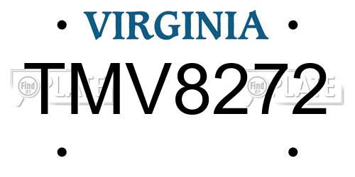 TMV8272 Virginia License Plate