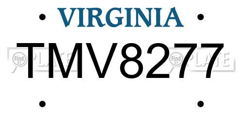 TMV8277 Virginia License Plate
