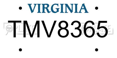 TMV8365 Virginia License Plate
