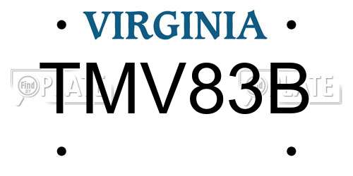 TMV83B Virginia License Plate