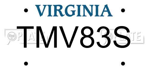 TMV83S Virginia License Plate