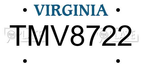 TMV8722 Virginia License Plate