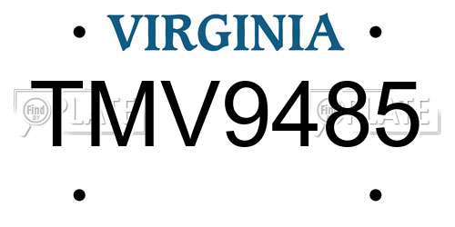 TMV9485 Virginia License Plate