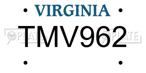 TMV962 Virginia License Plate