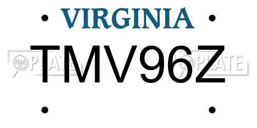 TMV96Z Virginia License Plate