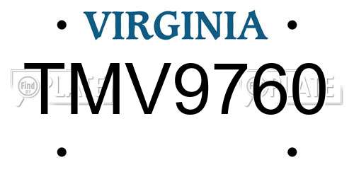 TMV9760 Virginia License Plate